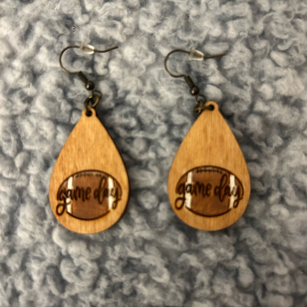 Game Day Wooden Teardrop Earrings